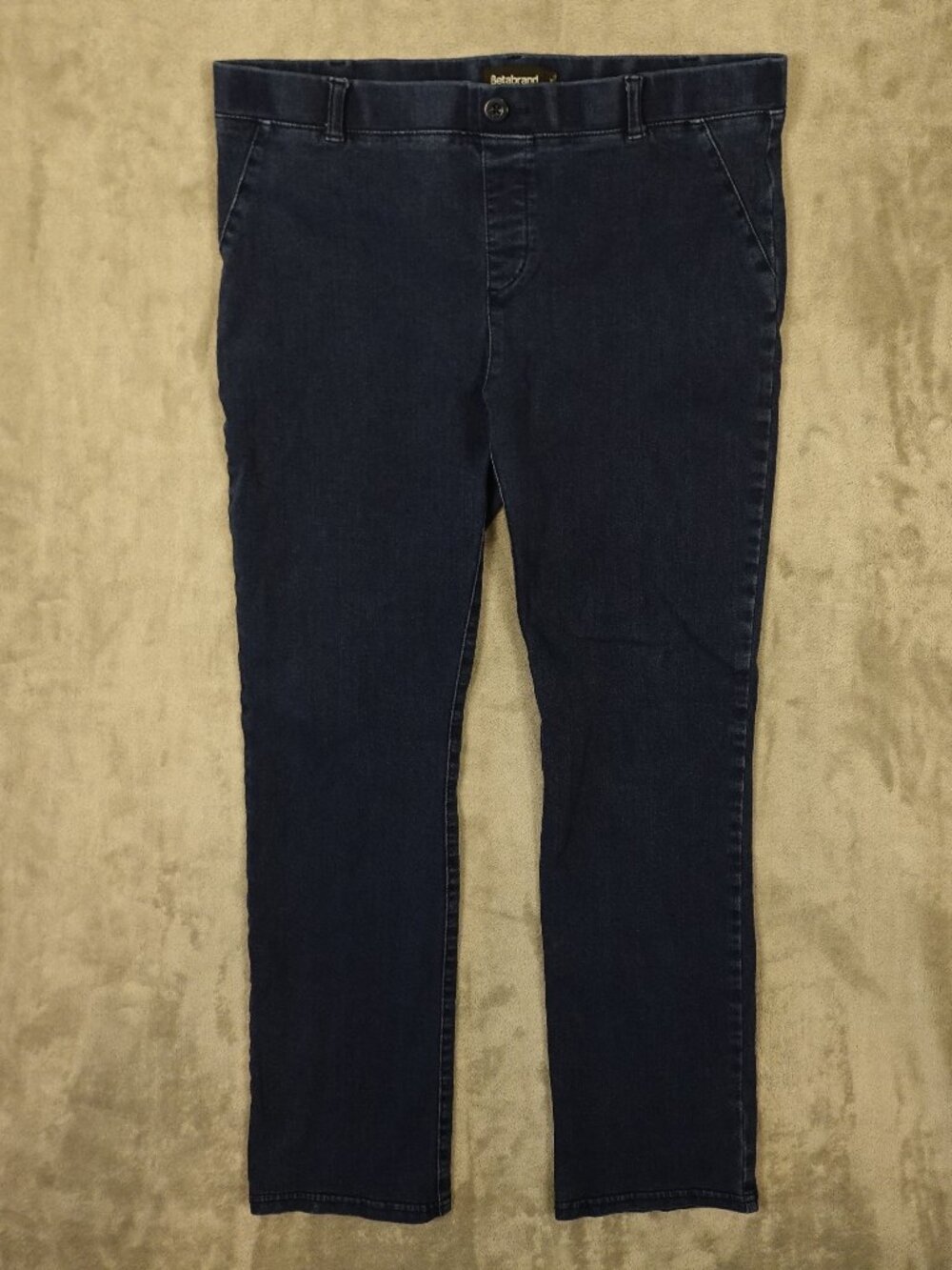 Betabrand Pull-On Straight Leg Denim Yoga Pants Women's XL Dark Wash Stretch
